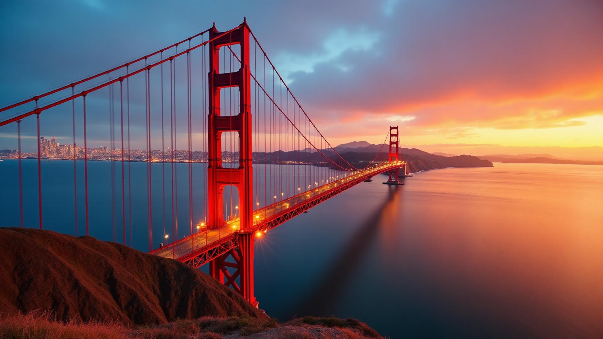 Golden Gate Bridge at sunset in San Francisco - iconic USA landmark perfect for group tours and travel packages